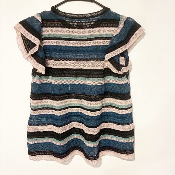 M Missoni Flounce Sleeve Blouse Top Teal Blue Green Pink Size Italy 40 - Picture 8 of 8